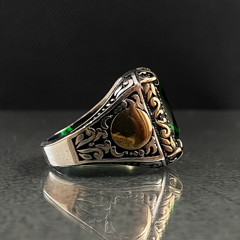 Alloy ring with synthetic stone decoration