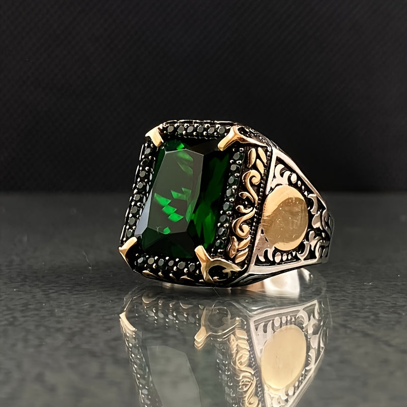 Alloy ring with synthetic stone decoration