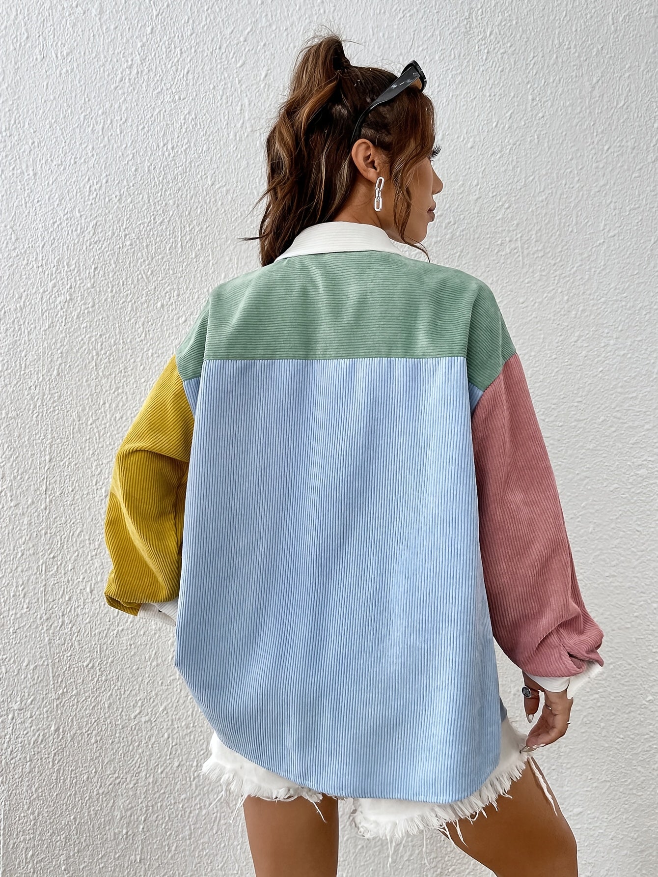 Color Block Button Down Shirt